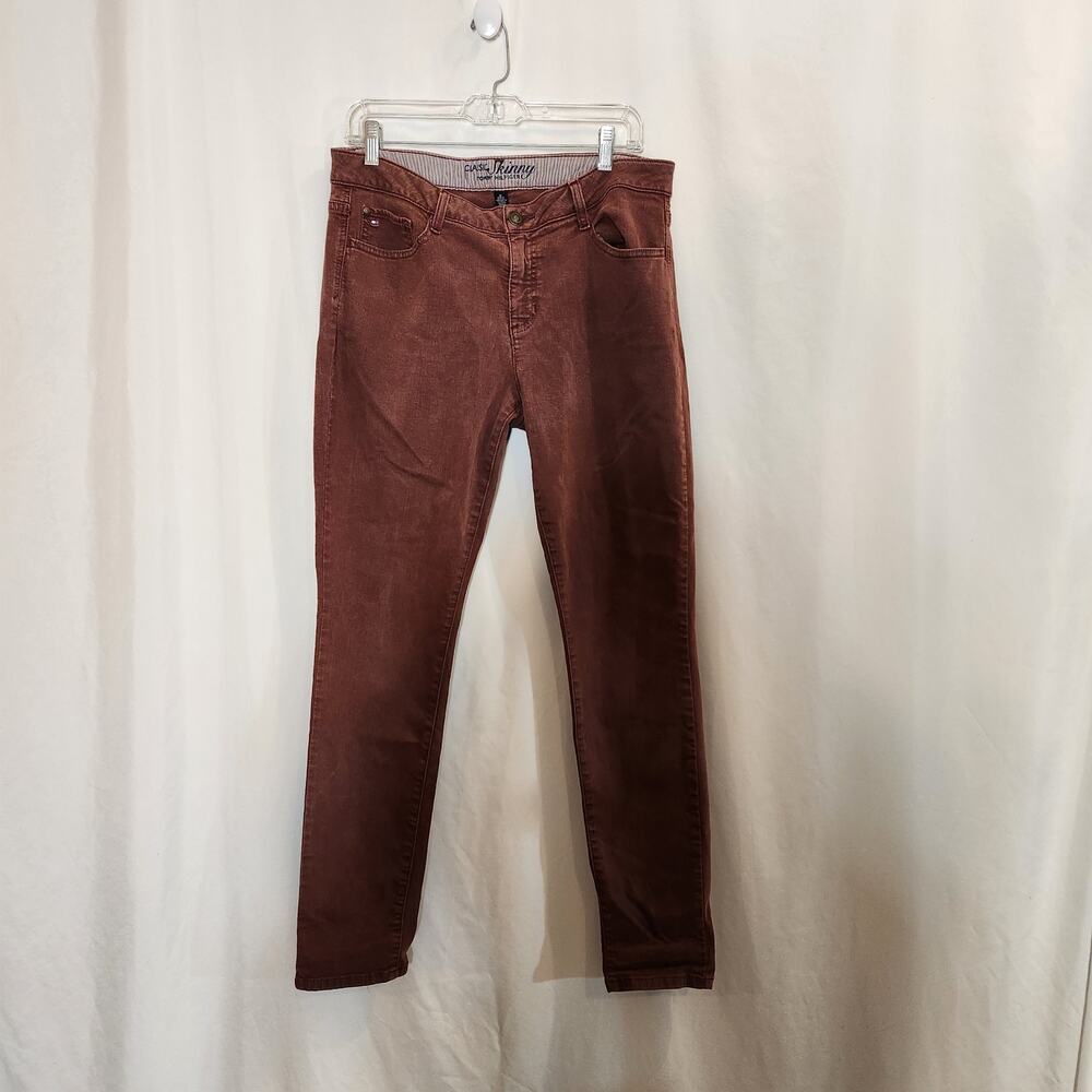 TOMMY‎ HILFIGER Classic Skinny Red 5 Pocket Stretch Jeans Womens 12 Streetwear